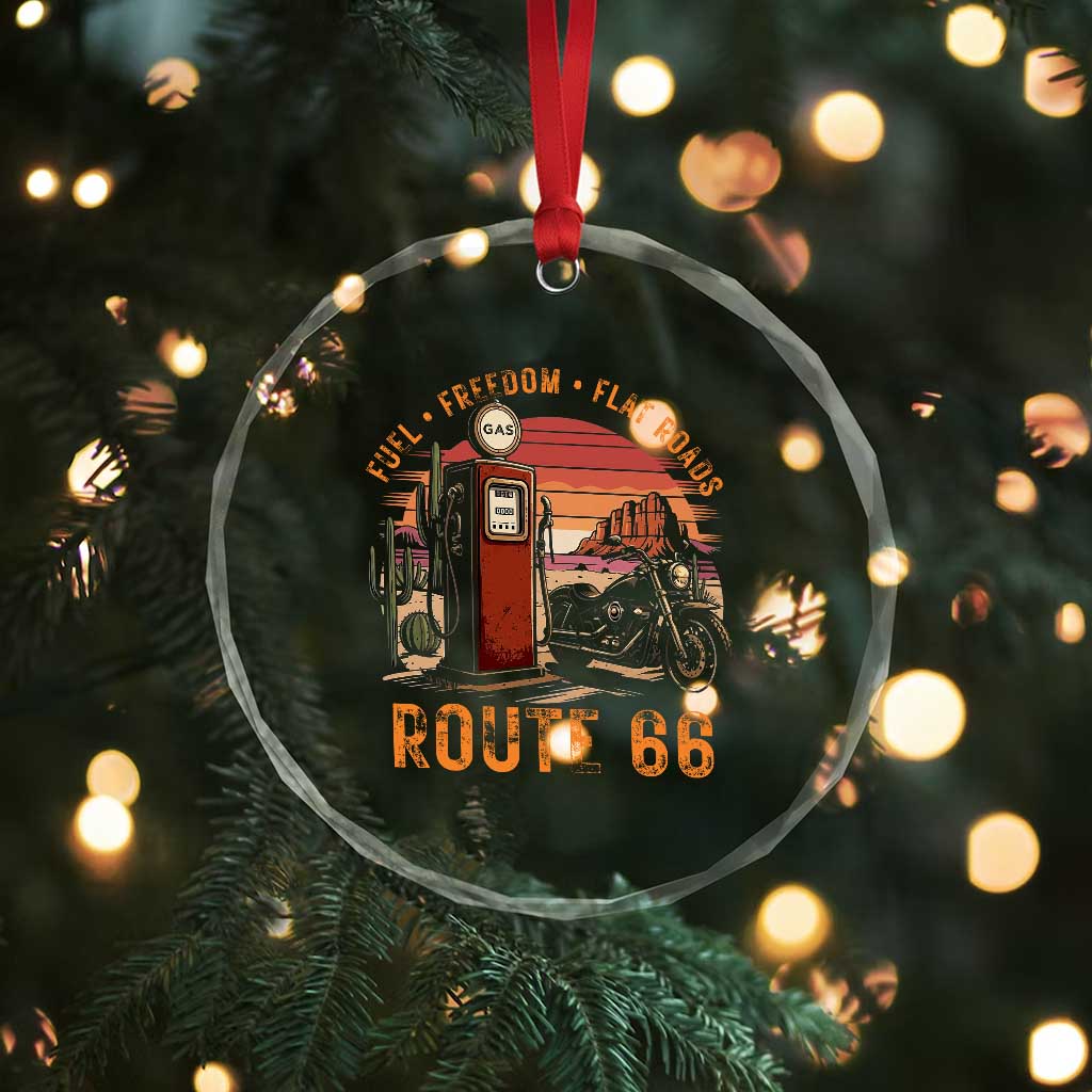 Vintage Route Highway 66 Gas Pump Crystal Glass Ornament Fuel Freedom Flat Roads TS12 Print Your Wear