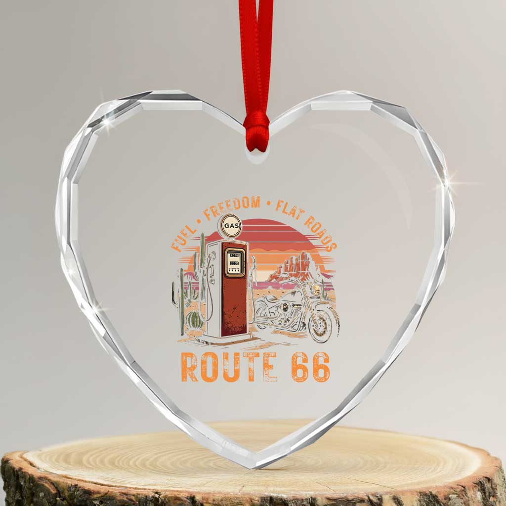 Vintage Route Highway 66 Gas Pump Heart Crystal Glass Ornament Fuel Freedom Flat Roads TS12 Transparent Glass 3'' Heart Print Your Wear