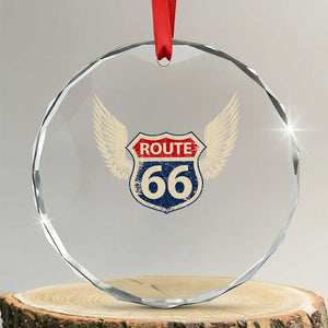 Vintage Route Highway 66 Highway Road Trip Sign Crystal Glass Ornament TS11 Transparent Glass 3'' Circle Print Your Wear
