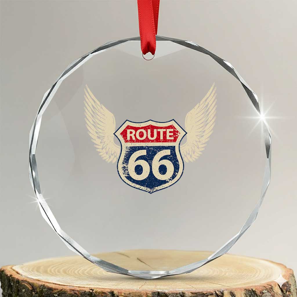 Vintage Route Highway 66 Highway Road Trip Sign Crystal Glass Ornament TS11 Transparent Glass 3'' Circle Print Your Wear