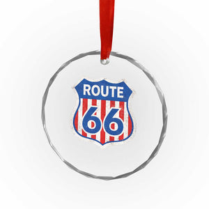 Vintage Route Highway 66 Historical Sign Distressed American Flag Road Trip Crystal Glass Ornament TS11 Print Your Wear