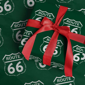 Vintage Route Highway 66 Road Trip Wrapping Paper Roll Mother Road All States TS12 Green Print Your Wear