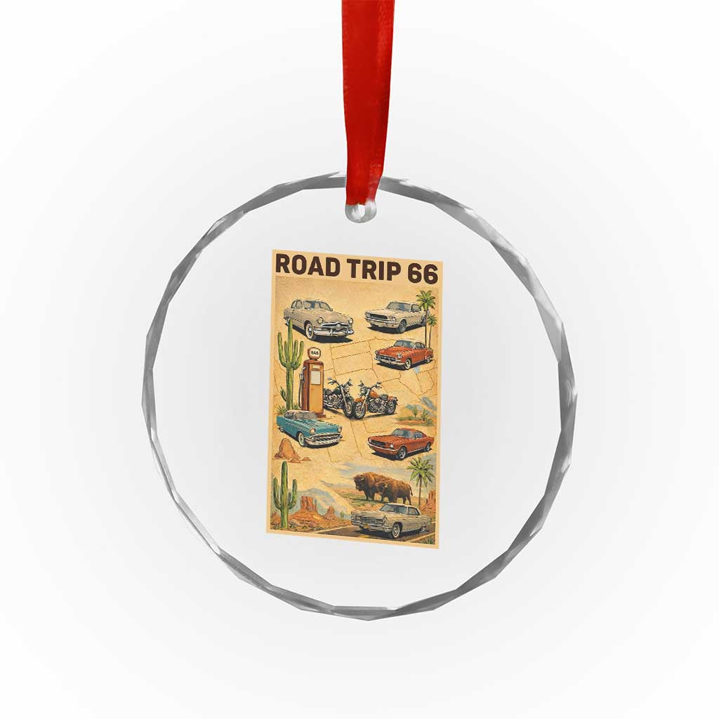 Vintage Route Highway 66 Road Trip Poster Crystal Glass Ornament Open Road Adventure TS12 Print Your Wear