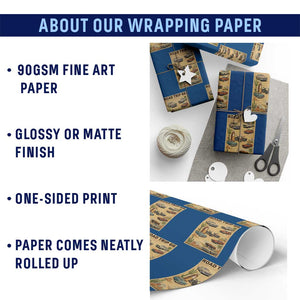 Vintage Route Highway 66 Road Trip Poster Wrapping Paper Roll Open Road Adventure TS12 Print Your Wear