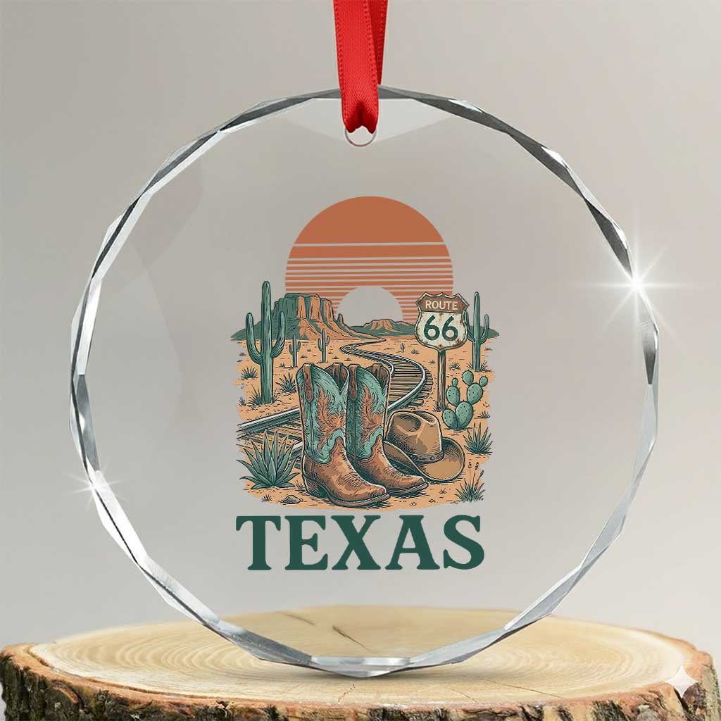 Vintage Route Highway 66 Texas Crystal Glass Ornament Amarillo Road Trip Adventure TS12 Transparent Glass 3'' Circle Print Your Wear