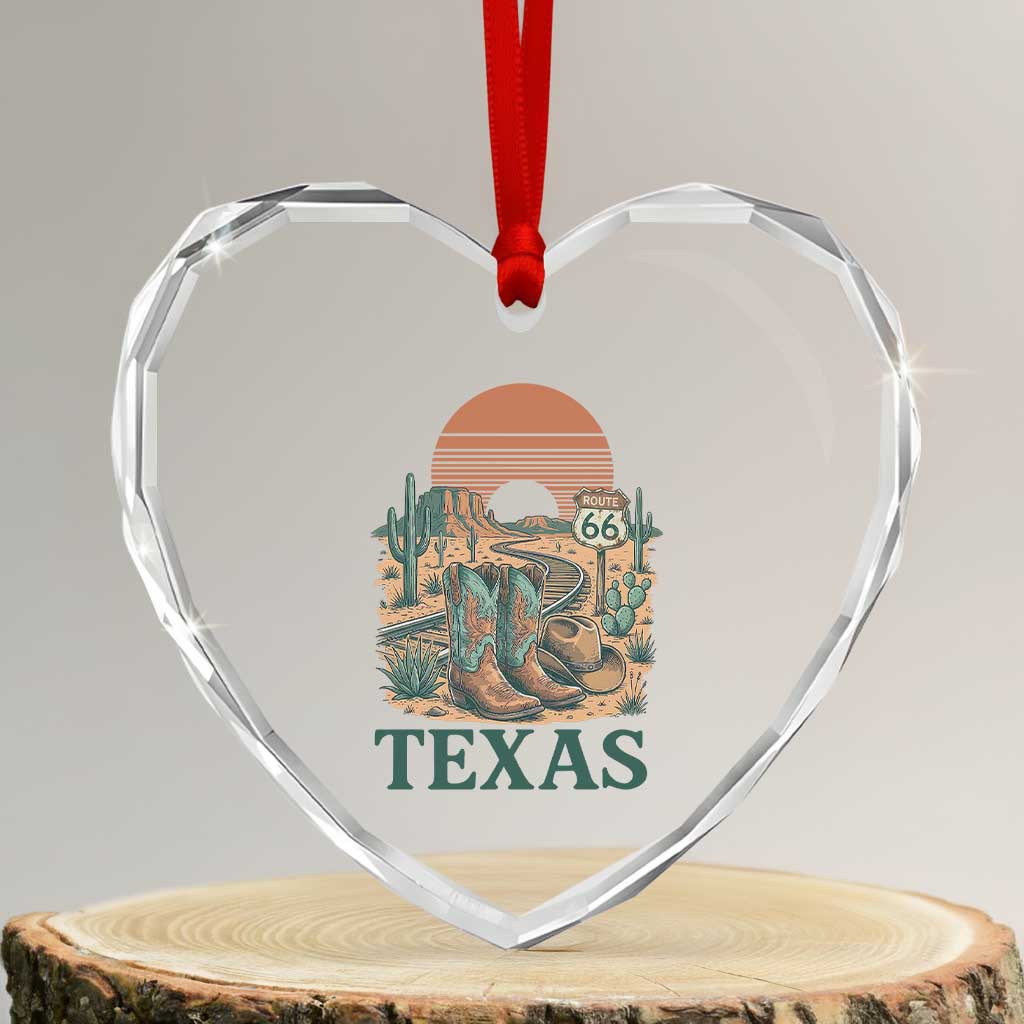 Vintage Route Highway 66 Texas Heart Crystal Glass Ornament Amarillo Road Trip Adventure TS12 Transparent Glass 3'' Heart Print Your Wear