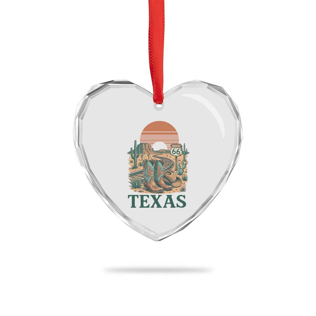 Vintage Route Highway 66 Texas Heart Crystal Glass Ornament Amarillo Road Trip Adventure TS12 Print Your Wear