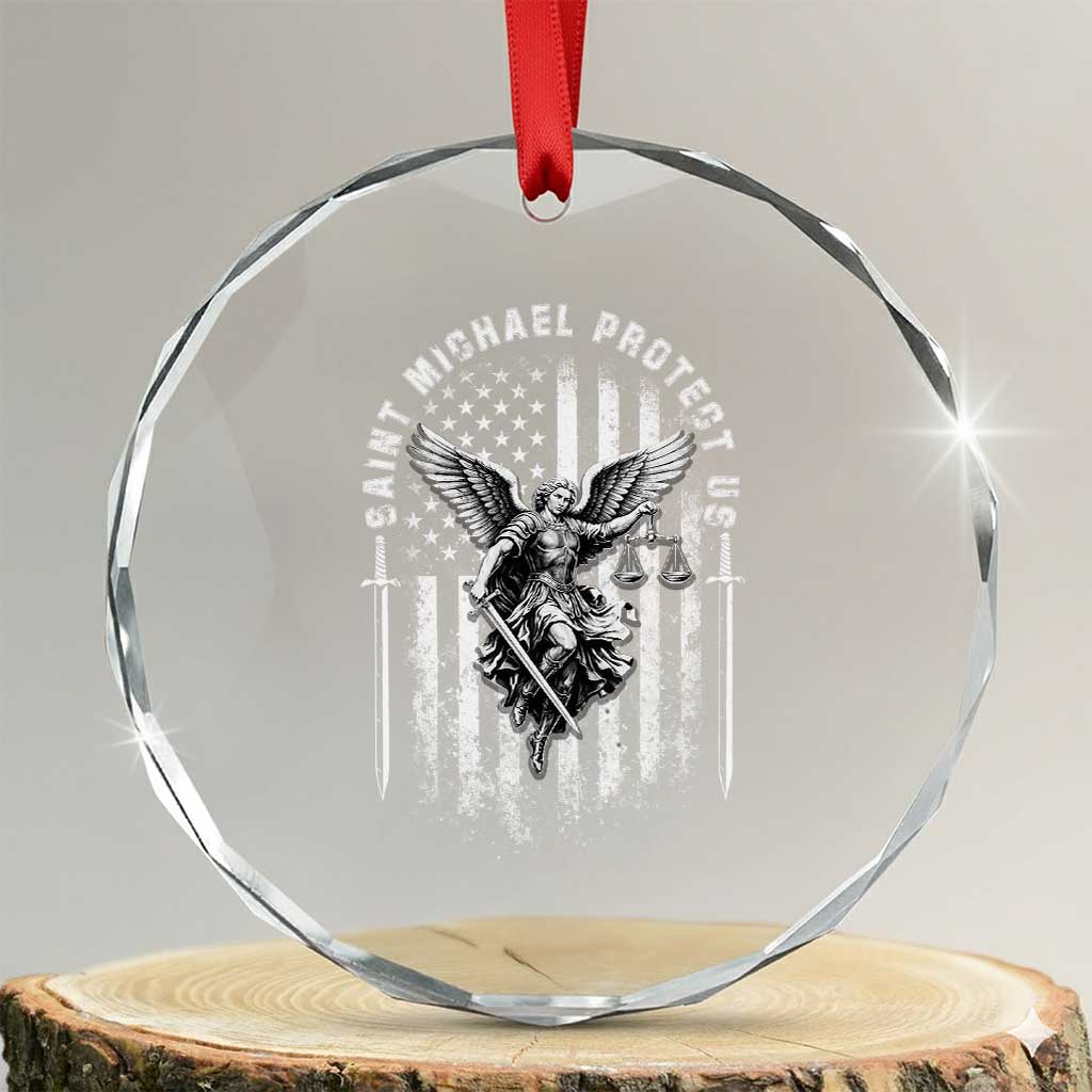 Vintage Saint Michael Archangel Protect Us Prayer Crystal Glass Ornament TS12 Transparent Glass 3'' Circle Print Your Wear
