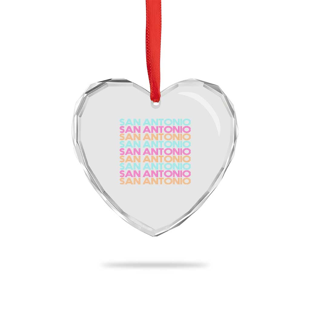 Vintage San Antonio Hoops Pride Heart Crystal Glass Ornament Retro Basketball Fan
