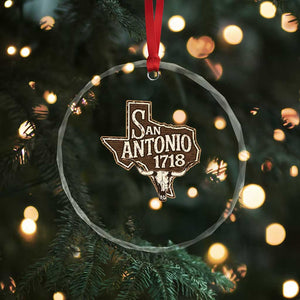 Vintage San Antonio Texas Est 1718 Longhorn Cow Skull Crystal Glass Ornament TS11 Print Your Wear