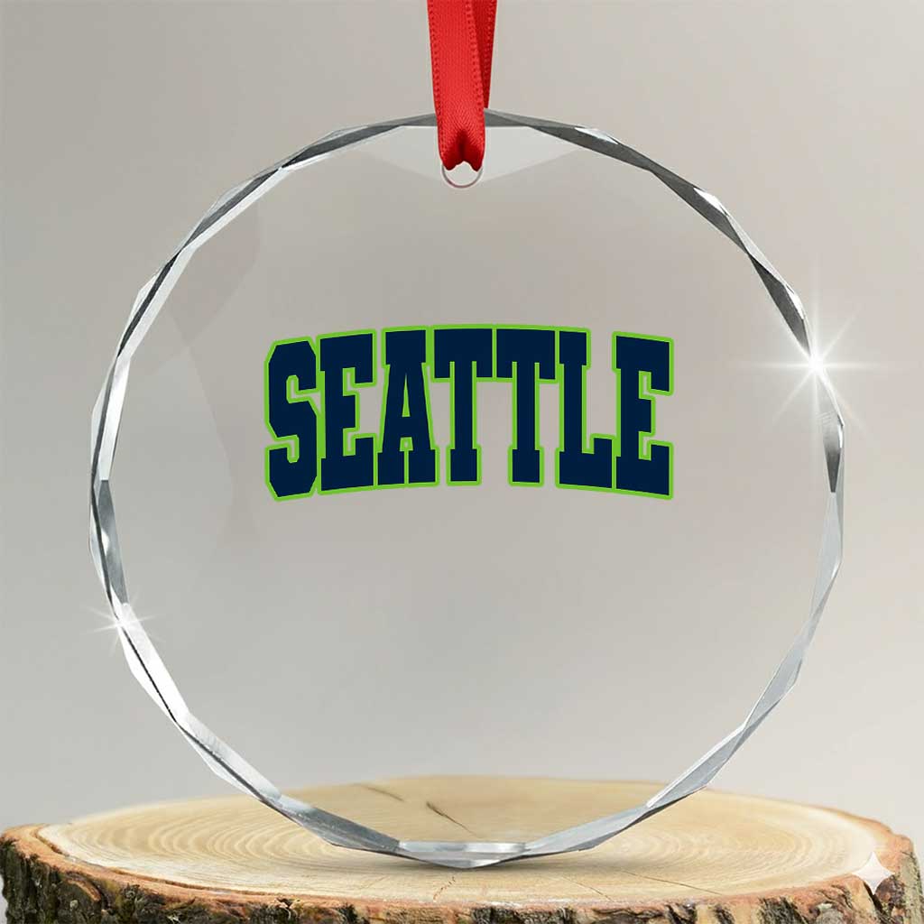 Vintage Seattle Crystal Glass Ornament Classic Print Retro Varsity TS10 Transparent Glass 3'' Circle Print Your Wear