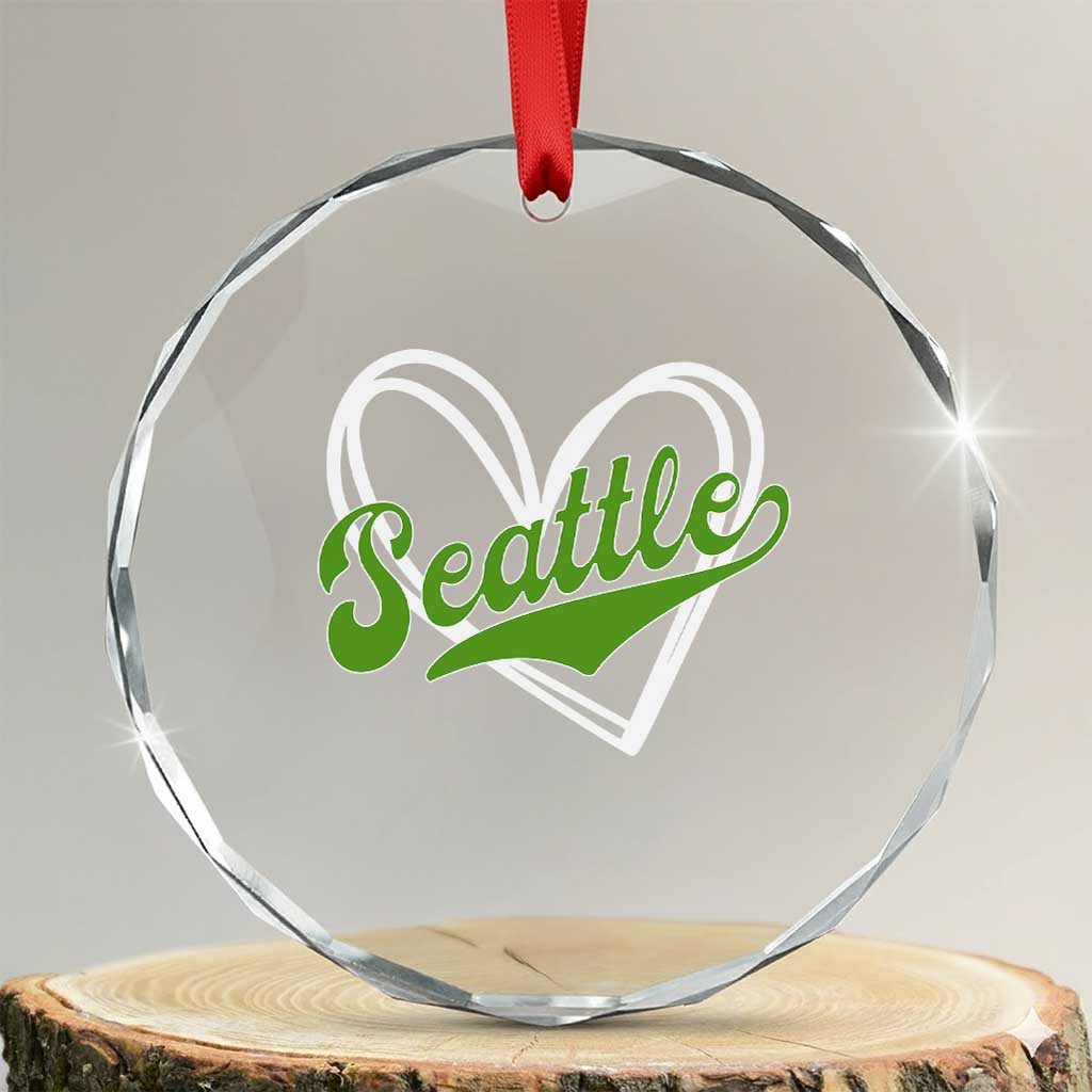 Vintage Seattle Crystal Glass Ornament Classic Print Retro Varsity Love Heart Graphic TS10 Transparent Glass 3'' Circle Print Your Wear