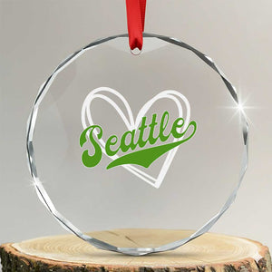 Vintage Seattle Crystal Glass Ornament Classic Print Retro Varsity Love Heart Graphic TS10 Transparent Glass 3'' Circle Print Your Wear