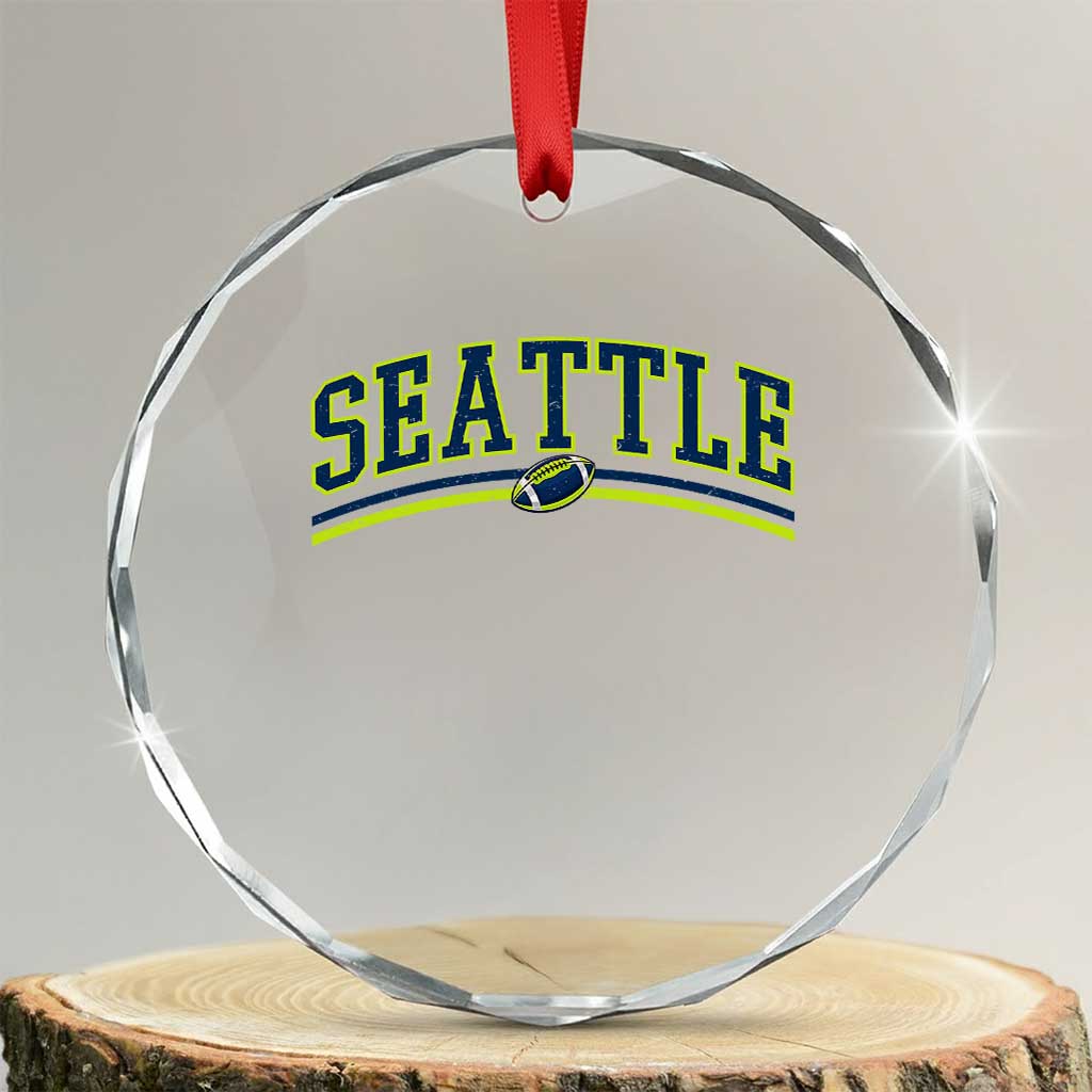 Vintage Seattle Pride Retro Varsity Athletic Style Graphic Crystal Glass Ornament Game Day Sports Fan TS02 Transparent Glass 3'' Circle Print Your Wear