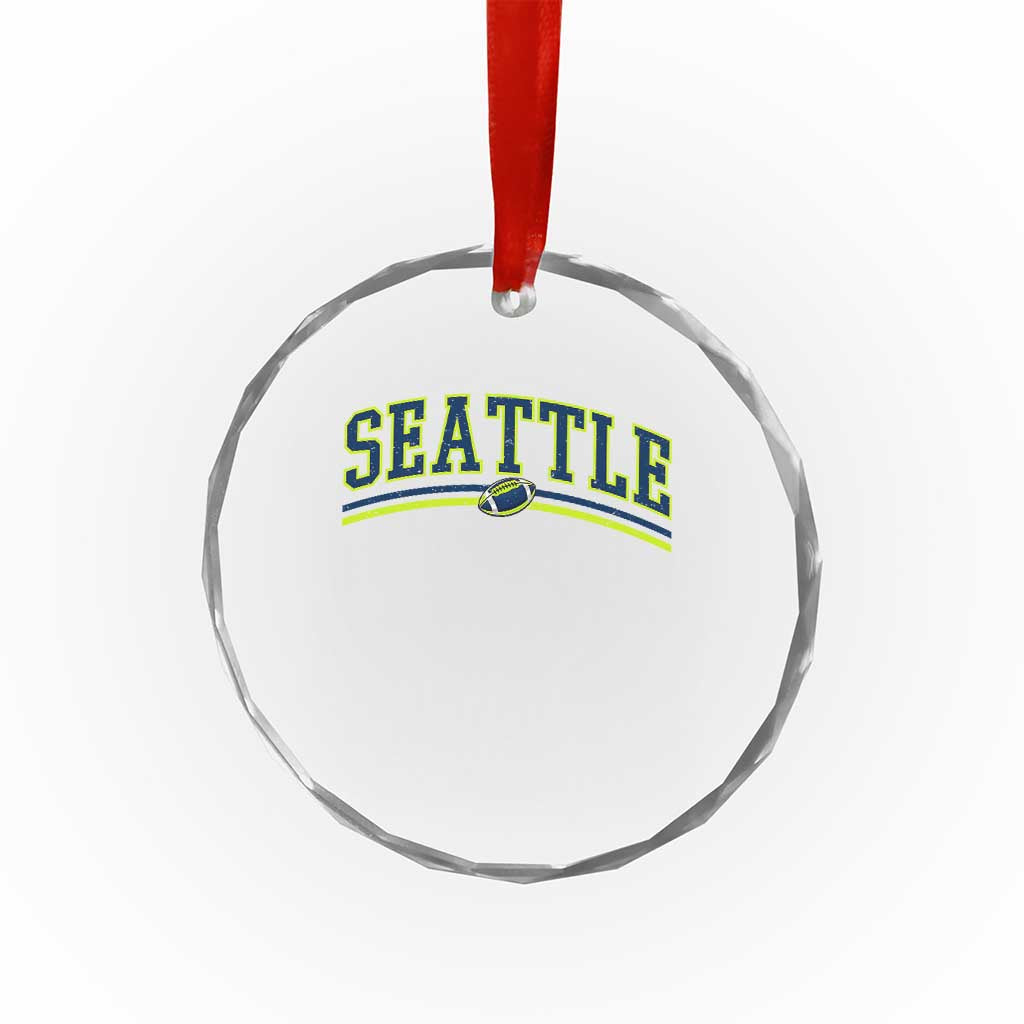 Vintage Seattle Pride Retro Varsity Athletic Style Graphic Crystal Glass Ornament Game Day Sports Fan
