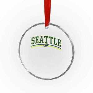 Vintage Seattle Pride Retro Varsity Athletic Style Graphic Crystal Glass Ornament Game Day Sports Fan