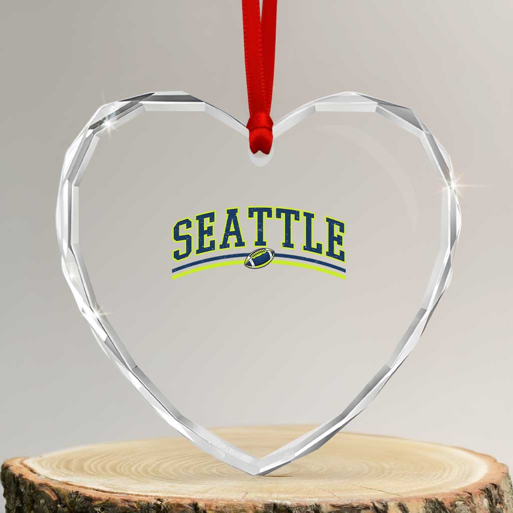 Vintage Seattle Pride Retro Varsity Athletic Style Graphic Heart Crystal Glass Ornament Game Day Sports Fan TS02 Transparent Glass 3'' Heart Print Your Wear