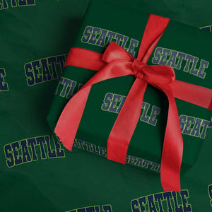 Vintage Seattle Wrapping Paper Roll Classic Print Retro Varsity TS10 Green Print Your Wear