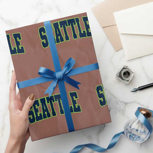 Vintage Seattle Wrapping Paper Roll Classic Print Retro Varsity TS10 Mocha Print Your Wear