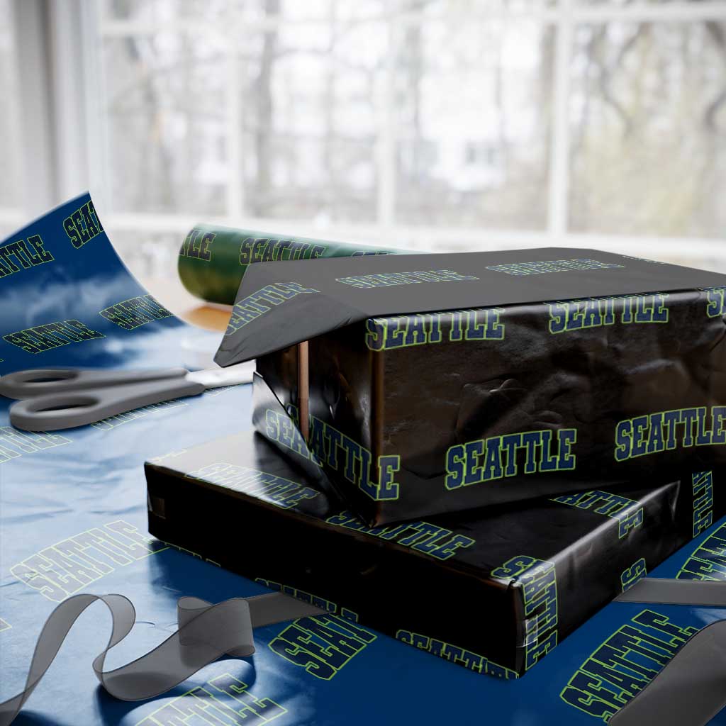 Vintage Seattle Wrapping Paper Roll Classic Print Retro Varsity TS10 Black Print Your Wear