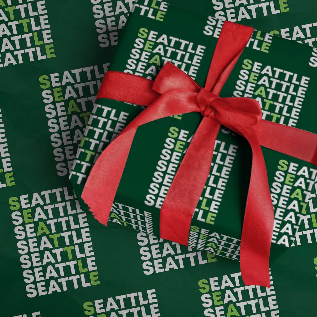 Vintage Seattle Wrapping Paper Roll Sports Lover Washington City TS10 Green Print Your Wear