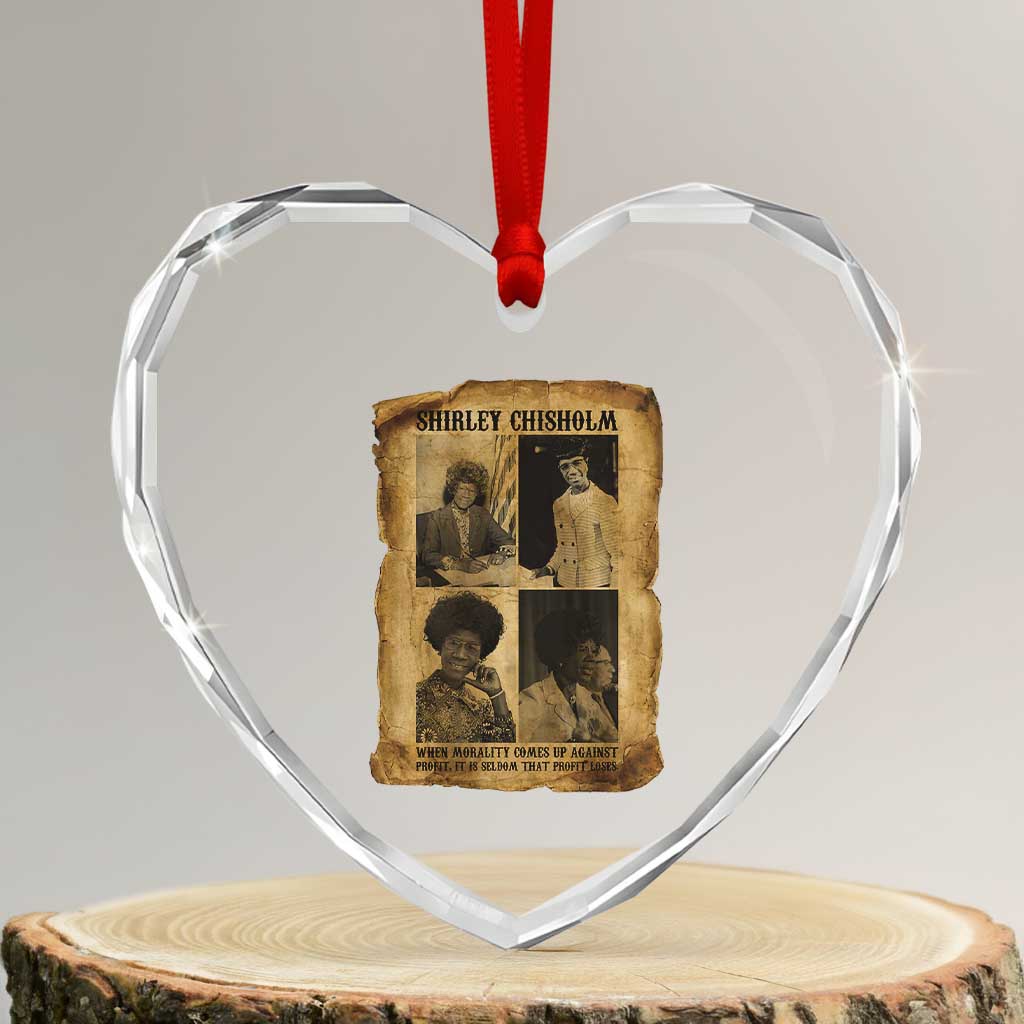 Vintage Shirley Chisholm Heart Crystal Glass Ornament When Morality Meets Profit Quote TS12 Transparent Glass 3'' Heart Print Your Wear