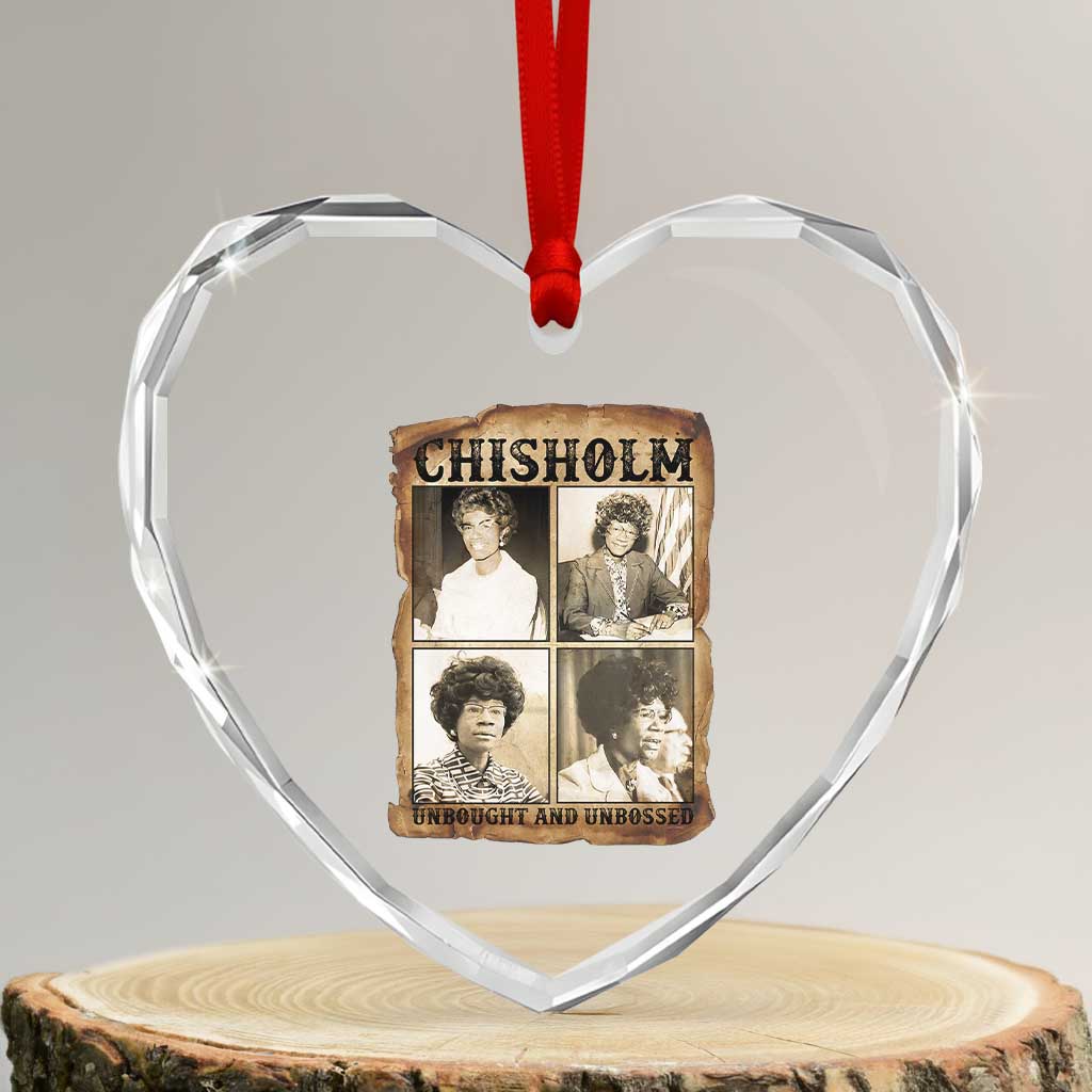 Vintage Shirley Chisholm Unbought And Unbossed Heart Crystal Glass Ornament Womens History Month TS12 Transparent Glass 3'' Heart Print Your Wear