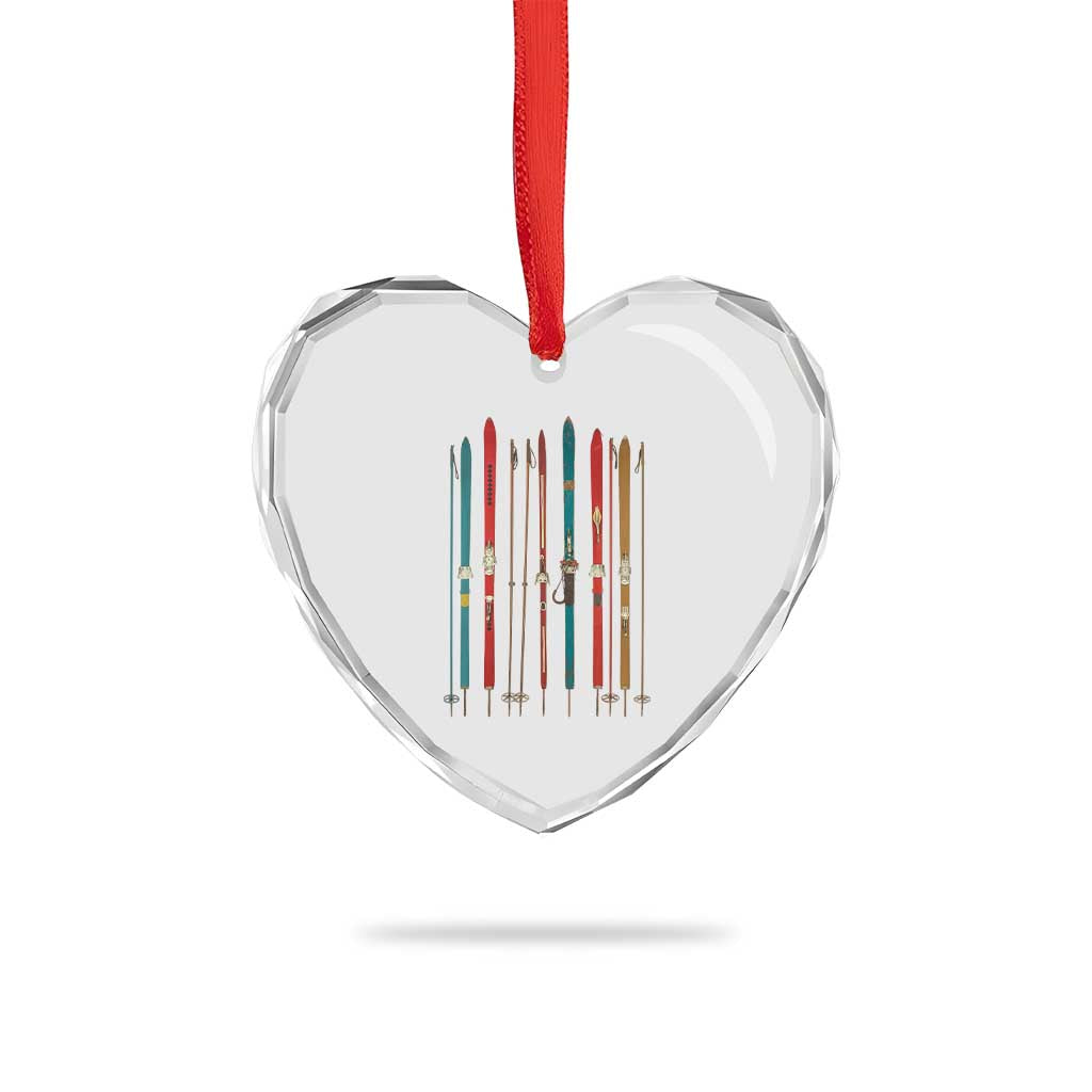 Vintage Skiblades Skiboards Skiing Ski Season Winter Sport Heart Crystal Glass Ornament TS11 Print Your Wear
