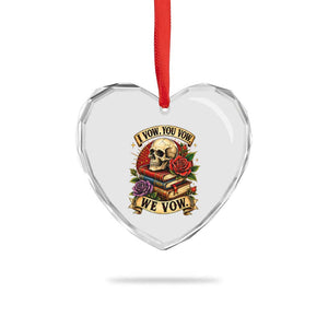 Vintage Skull Roses Gothic Dark Academia Aesthetic Heart Crystal Glass Ornament I Vow You Vow We Vow Fantasy Fiction Bookish Gift