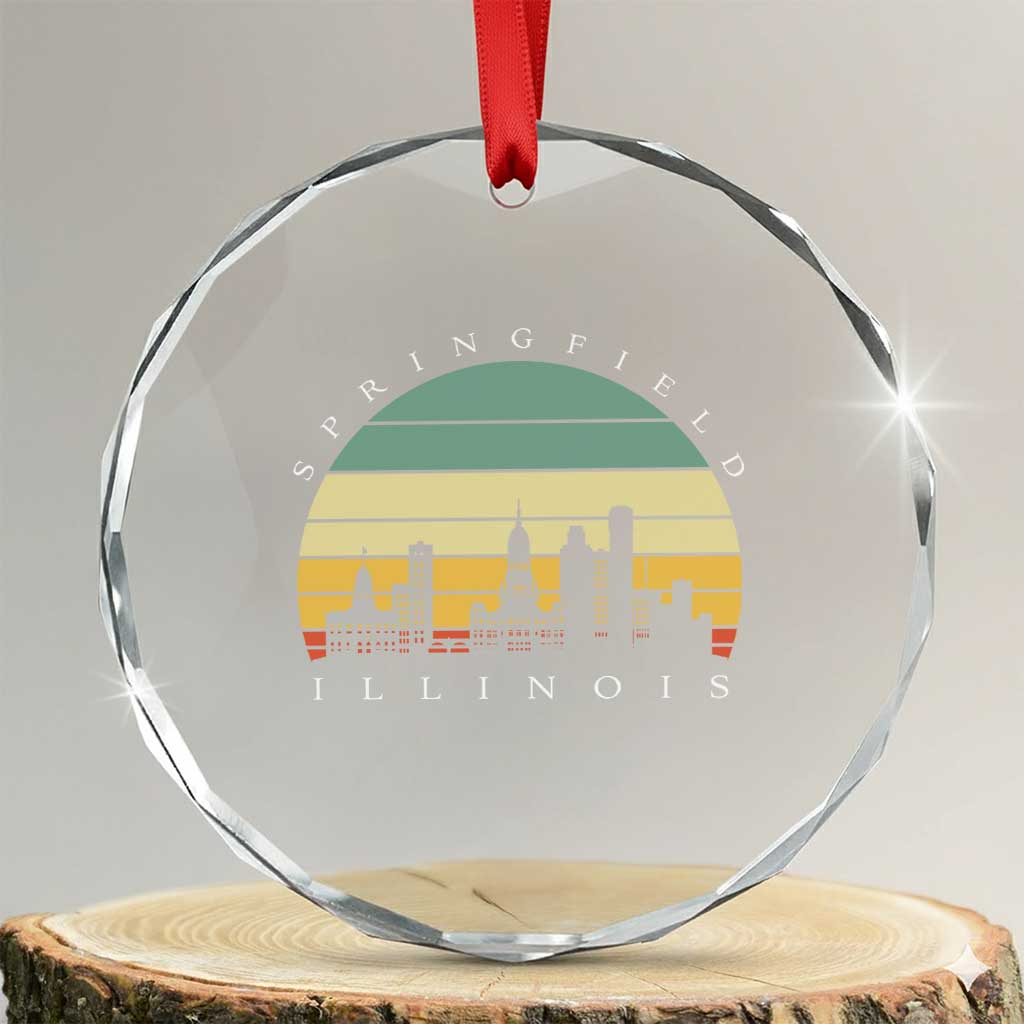 Vintage Springfield Illinois Pride Crystal Glass Ornament Scenic Cityscape Gift TS12 Transparent Glass 3'' Circle Print Your Wear