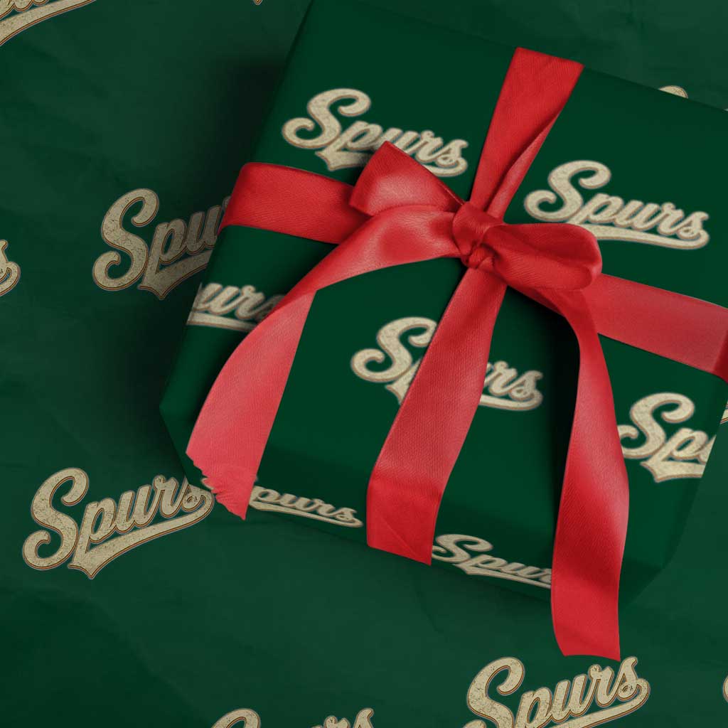 Vintage Spurs Name Script Wrapping Paper Roll for Sports Fan TS02 Green Print Your Wear