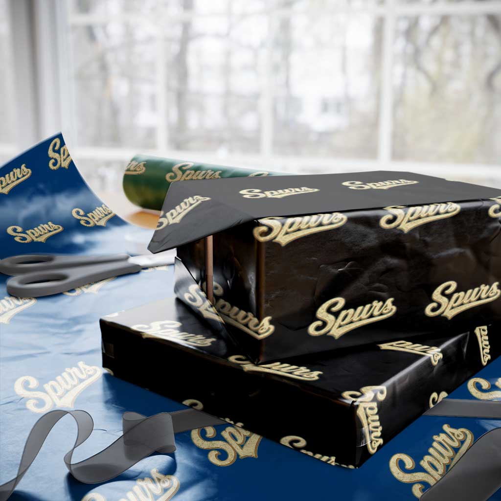 Vintage Spurs Name Script Wrapping Paper Roll for Sports Fan