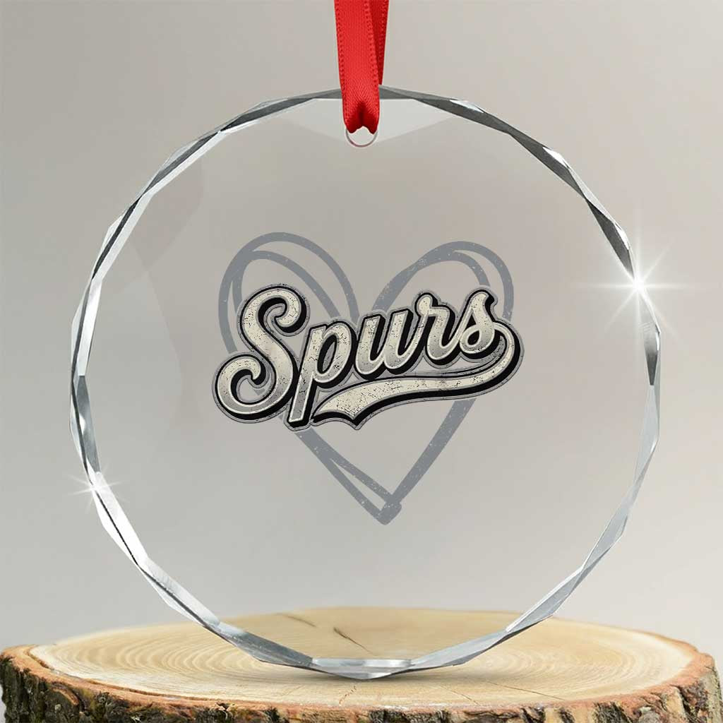 Vintage Spurs Name Script Heart Crystal Glass Ornament for Sports Fan TS02 Transparent Glass 3'' Circle Print Your Wear