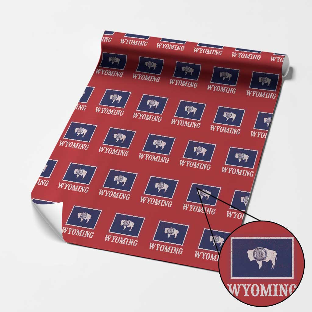 Vintage State of Wyoming Flag Bison Cheyenne Jackson Hole Wrapping Paper Roll TS11 Red Print Your Wear