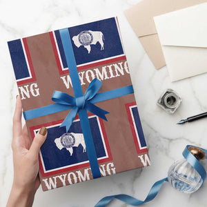 Vintage State of Wyoming Flag Bison Cheyenne Jackson Hole Wrapping Paper Roll TS11 Mocha Print Your Wear