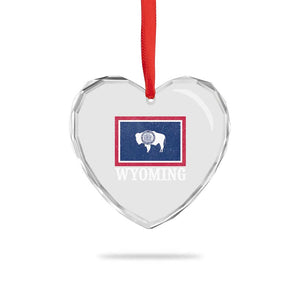 Vintage State of Wyoming Flag Bison Cheyenne Jackson Hole Heart Crystal Glass Ornament TS11 Print Your Wear