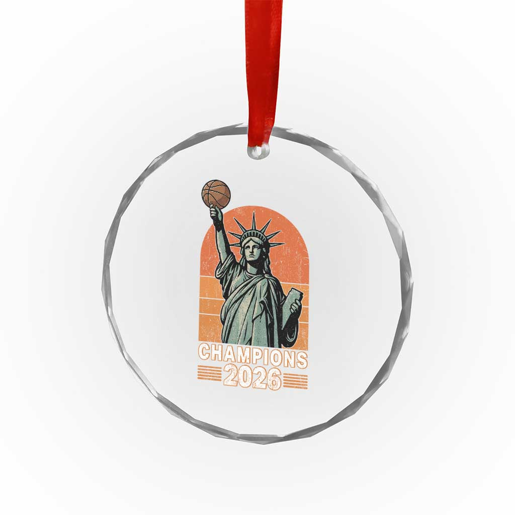 Vintage Statue Of Liberty Basketball Crystal Glass Ornament Champions 2026 New York Fan Gift TS12 Print Your Wear