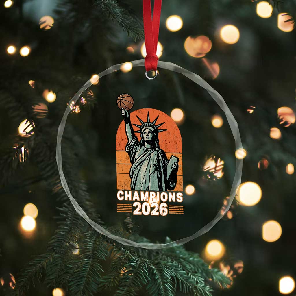Vintage Statue Of Liberty Basketball Crystal Glass Ornament Champions 2026 New York Fan Gift TS12 Print Your Wear