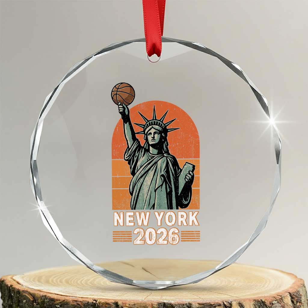 Vintage Statue Of Liberty Basketball Crystal Glass Ornament New York Sports Lover TS12 Transparent Glass 3'' Circle Print Your Wear