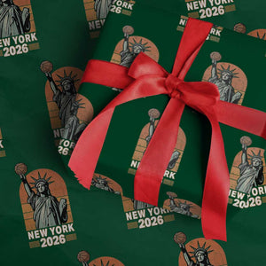 Vintage Statue Of Liberty Basketball Wrapping Paper Roll New York Sports Lover TS12 Green Print Your Wear
