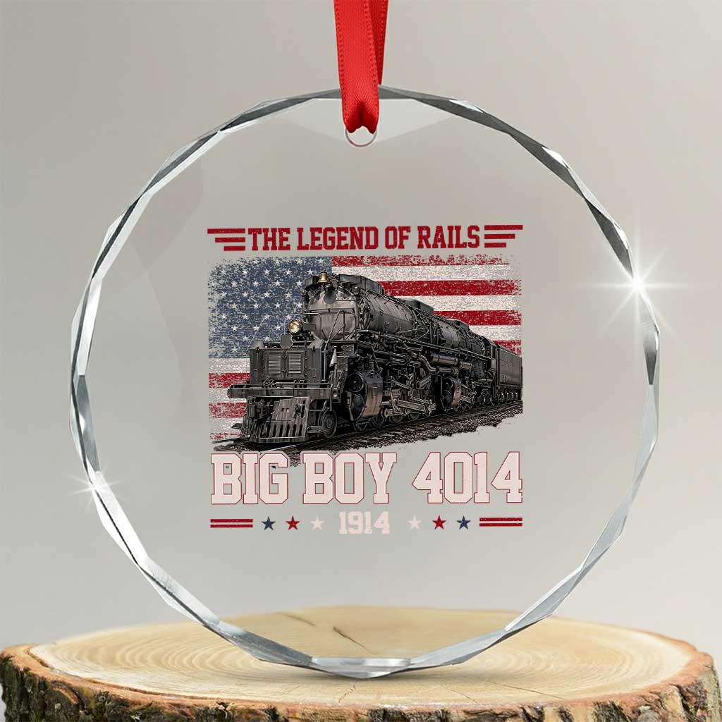 Vintage Steam Locomotive Heritage Crystal Glass Ornament The Legend of Rails American Flag TS02 Transparent Glass 3'' Circle Print Your Wear
