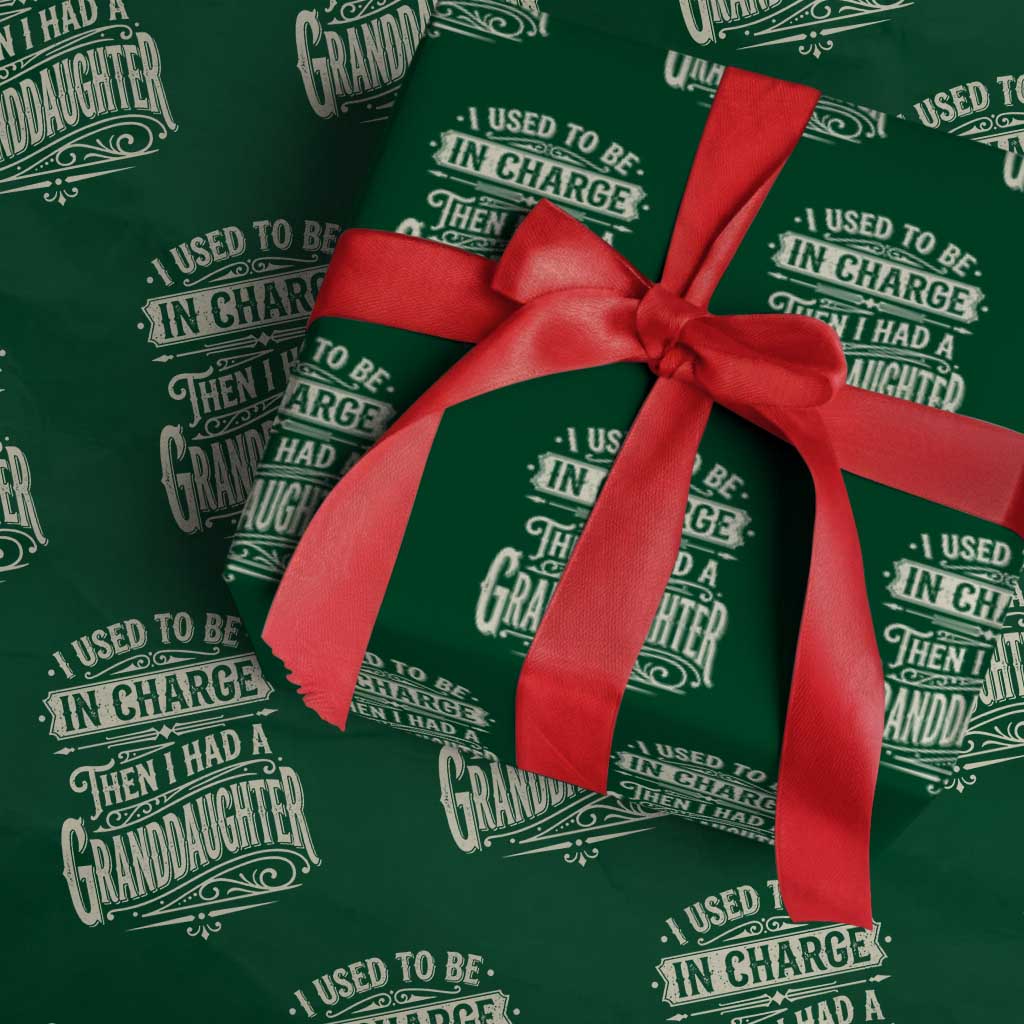 Vintage Style Western Funny Grandpas Girls Wrapping Paper Roll I Used To Be In Charge Then I Had A Granddaughter Retro Look