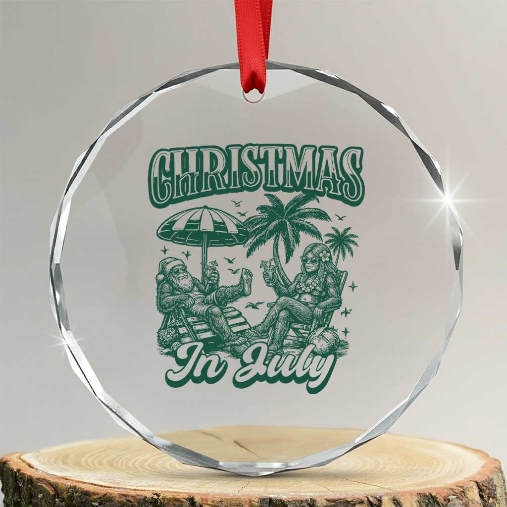 Vintage Summer Christmas Bigfoot Couple Crystal Glass Ornament Tropical Xmas Graphic TS12 Transparent Glass 3'' Circle Print Your Wear