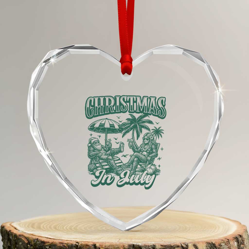 Vintage Summer Christmas Bigfoot Couple Heart Crystal Glass Ornament Tropical Xmas Graphic TS12 Transparent Glass 3'' Heart Print Your Wear