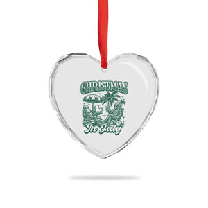 Vintage Summer Christmas Bigfoot Couple Heart Crystal Glass Ornament Tropical Xmas Graphic