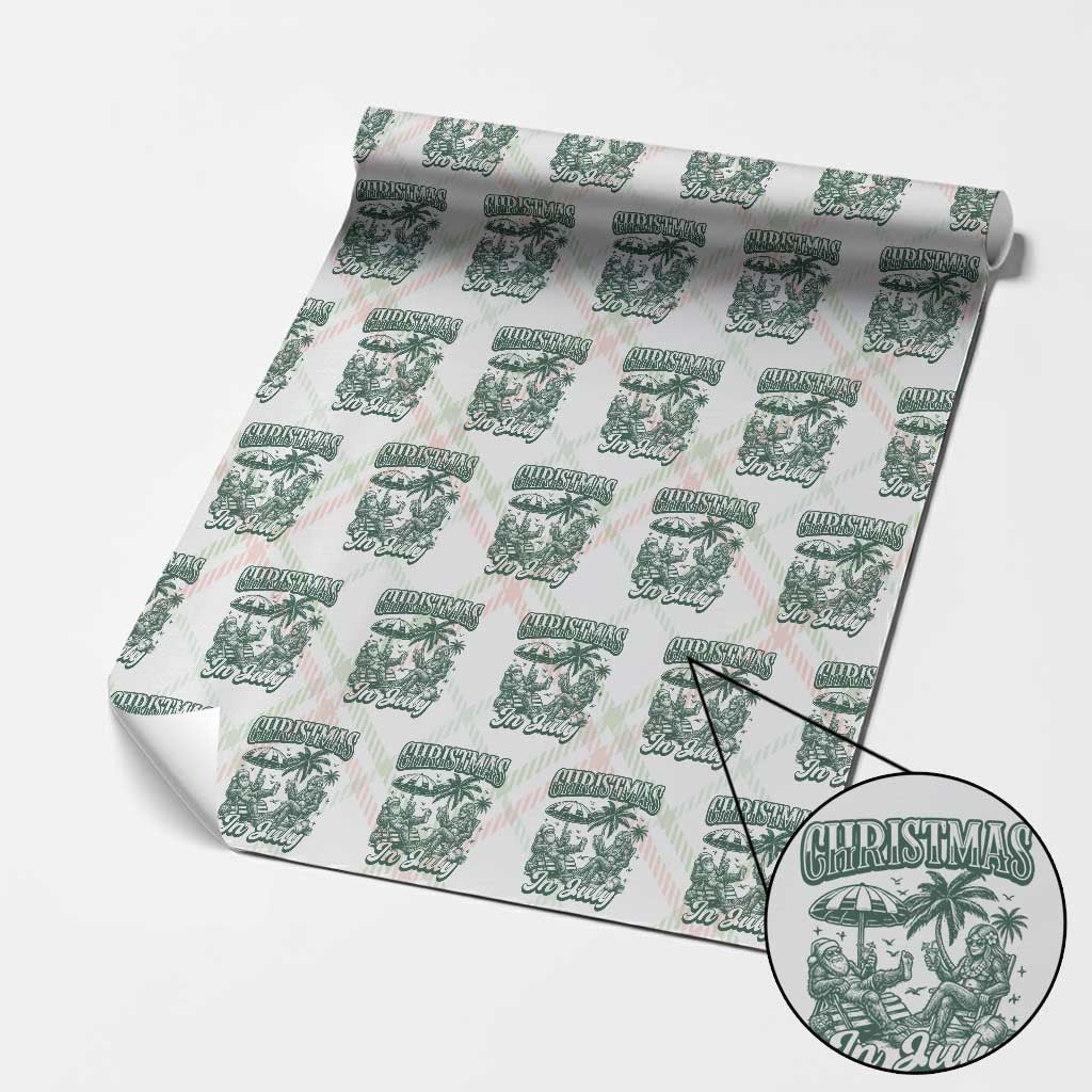 Vintage Summer Christmas Bigfoot Couple Wrapping Paper Roll Tropical Xmas Graphic
