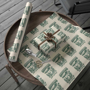 Vintage Summer Christmas Bigfoot Couple Wrapping Paper Roll Tropical Xmas Graphic