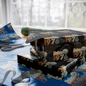 Vintage Sunset 1976 Retro Cassette Wrapping Paper Roll Mechanical Dial Tech Nostalgia 50th Birthday TS02 Black Print Your Wear