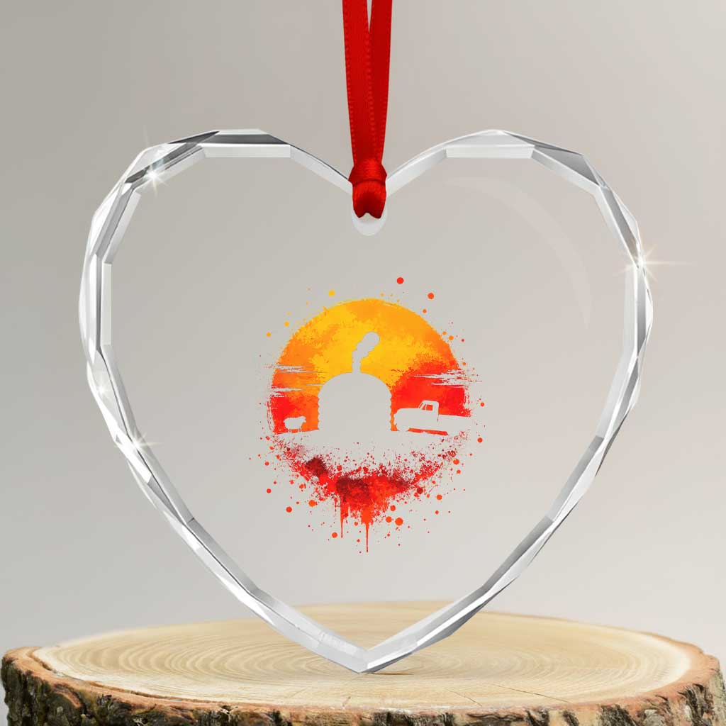 Vintage Sunset Hogan Home Heart Crystal Glass Ornament Sheep Truck Circular Watercolor Splatter Art TS12 Transparent Glass 3'' Heart Print Your Wear