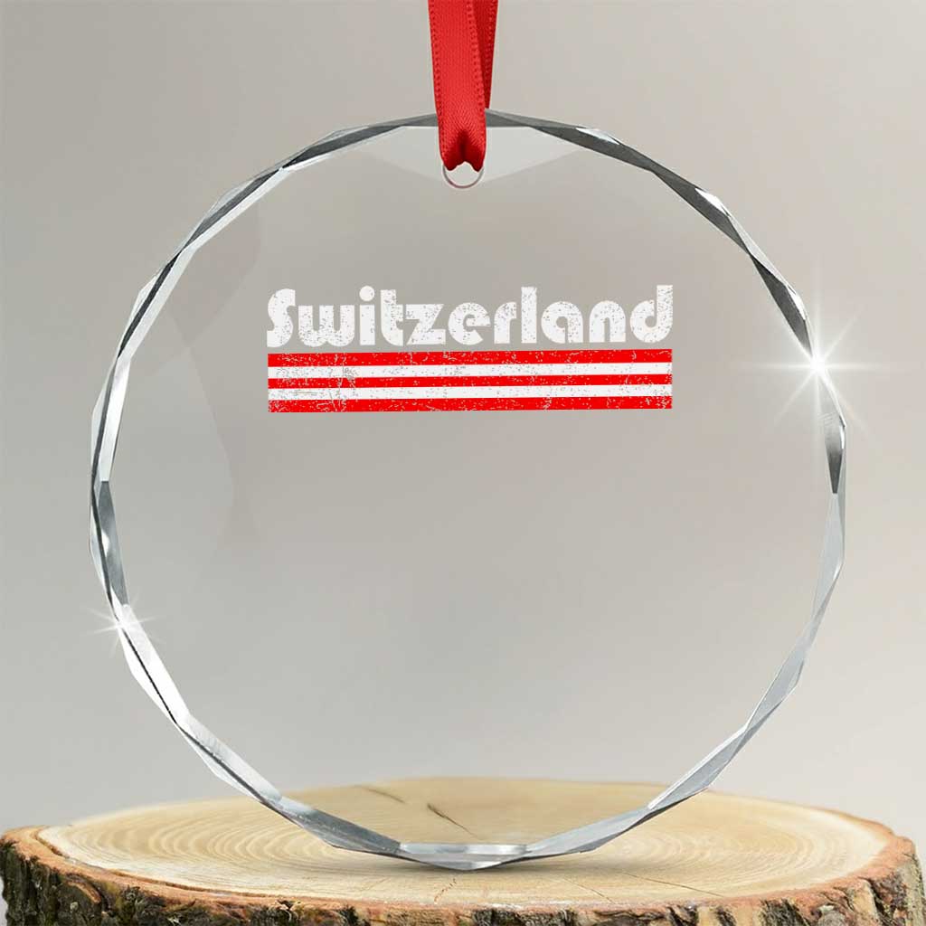 Vintage Switzerland Retro Distressed Graphic Crystal Glass Ornament Patriotic Swiss Heritage Pride Souvenir TS02 Transparent Glass 3'' Circle Print Your Wear